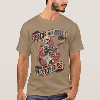 Rock and Roll stirbt nie Skelett Vintage Rockmusik T-Shirt