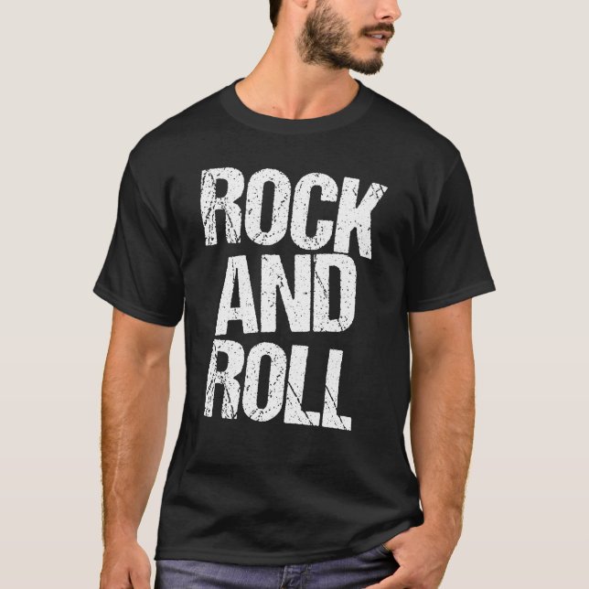 Rock and Roll T-Shirt mit fetter Typografie (Vorderseite)