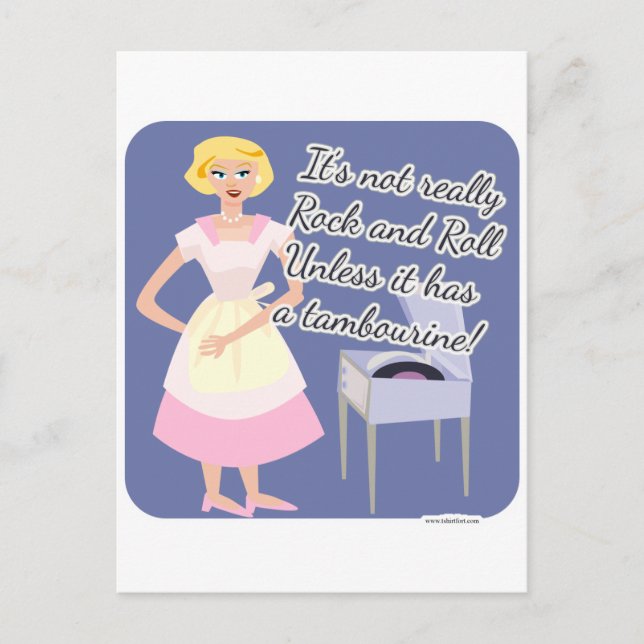 Rock and Roll Tambourine 50Hausfrau Postkarte (Vorderseite)