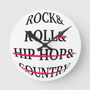 Rock and Roll Text Runde Wanduhr