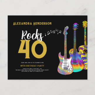 Rock and Roll Themed 40. Geburtstag Party Budget Flyer