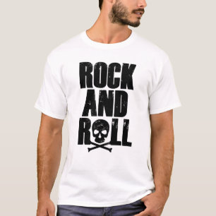Rock and Roll-Typografie mit Totenkopf T-Shirt