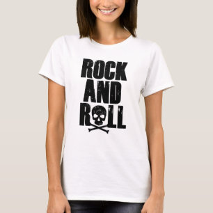 Rock and Roll-Typografie mit Totenkopf T-Shirt