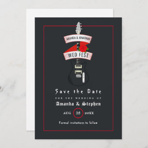 Rock and Roll Wedding Monogram Save the Date