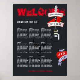 Rock and Roll Wedding Seating Chart Poster