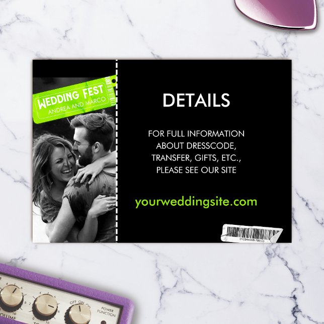 Rock and Roll Wedding Ticket Konzert Boarding Pass Begleitkarte (Wedding ticket boarding pass enclosure card)