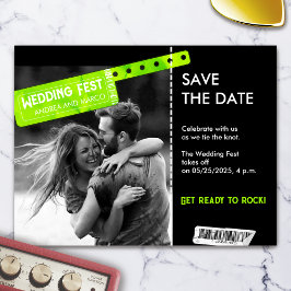 Rock and Roll Wedding Ticket Konzert Save the Date Magnetkarte
