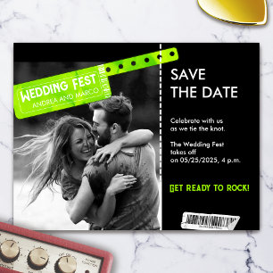 Rock and Roll Wedding Ticket Konzert Save the Date Magnetkarte