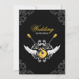 Rock and Roll Wedding Yellow Black Einladung