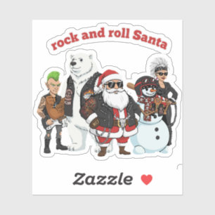 Rock and Roll Weihnachtsmann   Lustiger Biker Punk Aufkleber