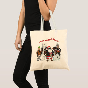 Rock and Roll Weihnachtsmann   Lustiger Biker Punk Tragetasche