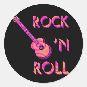 Rock-and-RollAkustikgitarre-Aufkleber Runder Aufkleber
