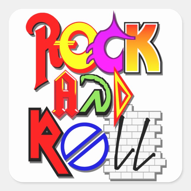 Rock-and-Rollaufkleber Quadratischer Aufkleber (Vorderseite)