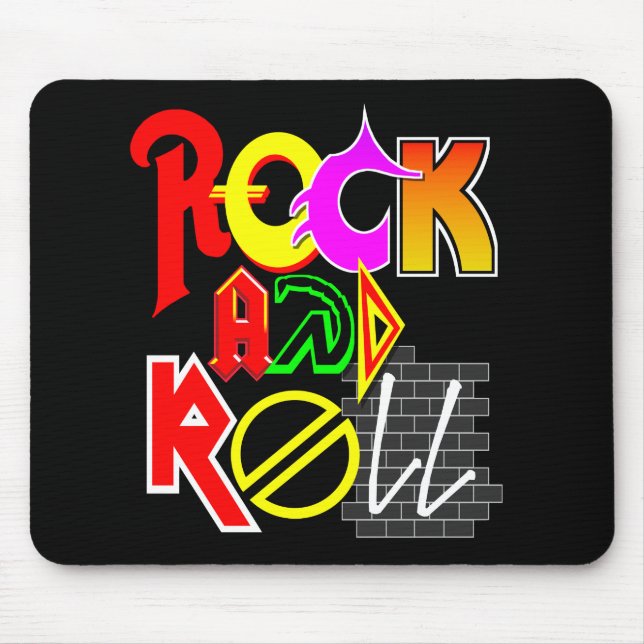 Rock-and-RollMausunterlage (Schwarzes) Mousepad (Vorne)