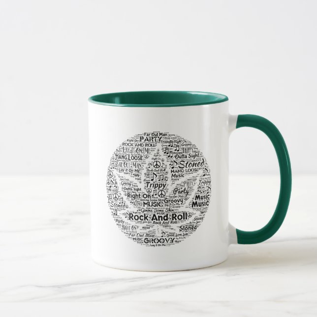 Rock-and-Rolltopf-Blatt-Wort-Kunst Tasse (Rechts)