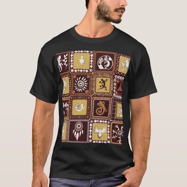 Rock Art Imitation: Vintages Muster. T-Shirt (Vorderseite)