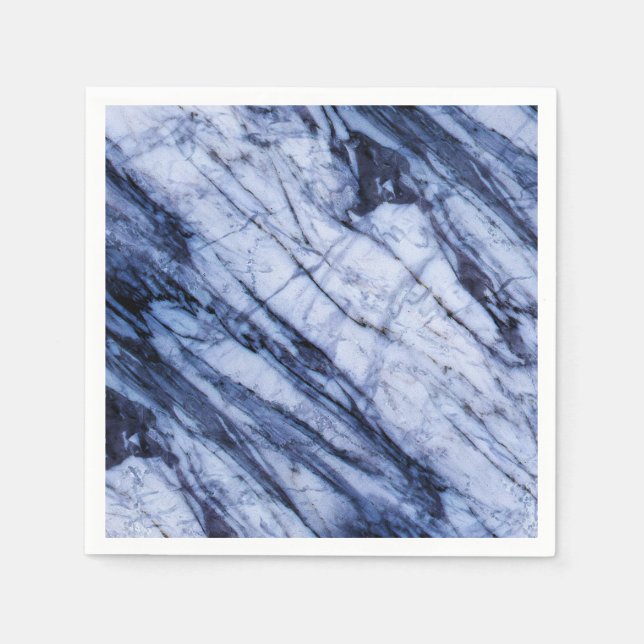 Rock aus blau-weißem Marmor Swirt Moderner Chic Serviette (Vorderseite)