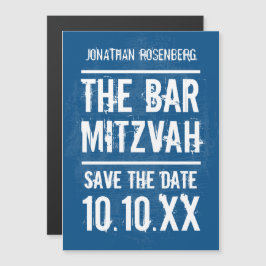 Rock Band Bar Mitzvah in Blue Magneteinladung