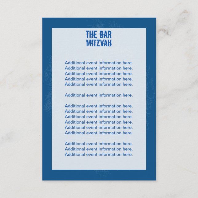 Rock Band Bar Mitzvah Info Card in Blue RSVP Karte (Vorderseite)