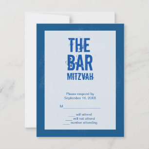 Rock Band Bar Mitzvah Replik Card in Blau RSVP Karte