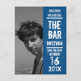 Rock Band Bar Mitzvah Save the Date in Blue Ankündigungspostkarte