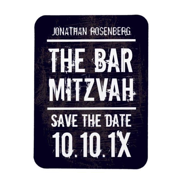 Rock Band Bar Mitzvah Save the Date Magnet, Black Magnet (Vertikal)