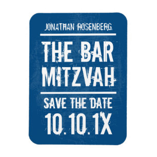 Rock Band Bar Mitzvah Save the Date Magnet, Blue Magnet