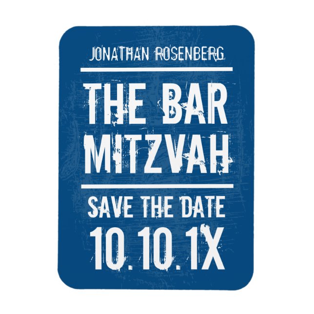 Rock Band Bar Mitzvah Save the Date Magnet, Blue Magnet (Vertikal)