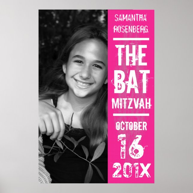 Rock Band Bat Mitzvah Poster in Pink (Vorne)