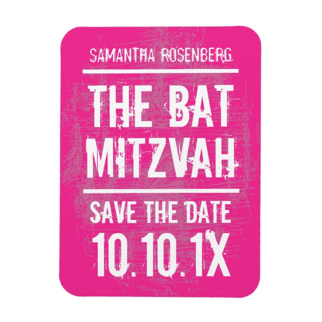 Rock Band Bat Mitzvah Save the Date Magnet, Rosa Magnet (Vertikal)