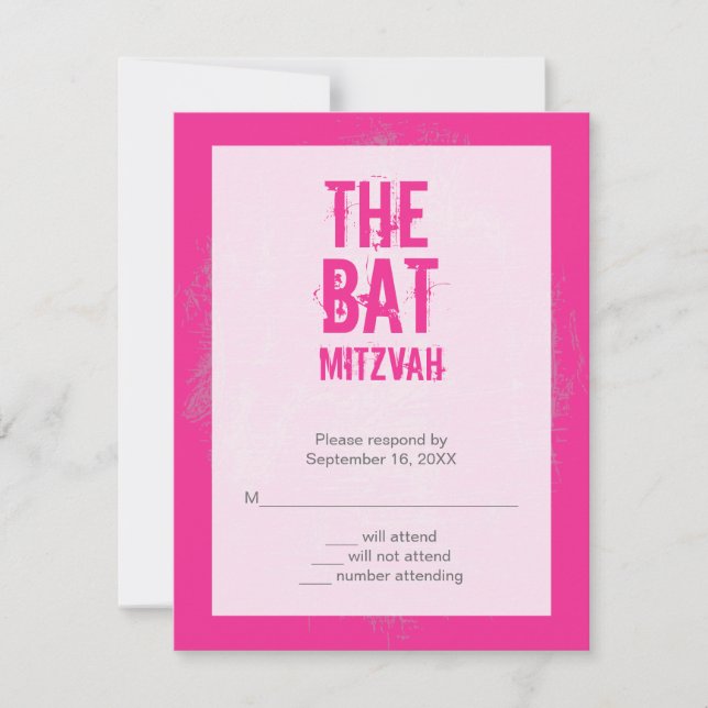 Rock Band Bat Mitzvah UAWG Replik Karte in Rosa (Vorderseite)