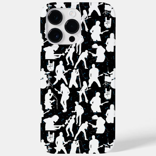 Rock Band Silhouette Pattern.w Black BG Case-Mate iPhone Hülle (Rückseite)
