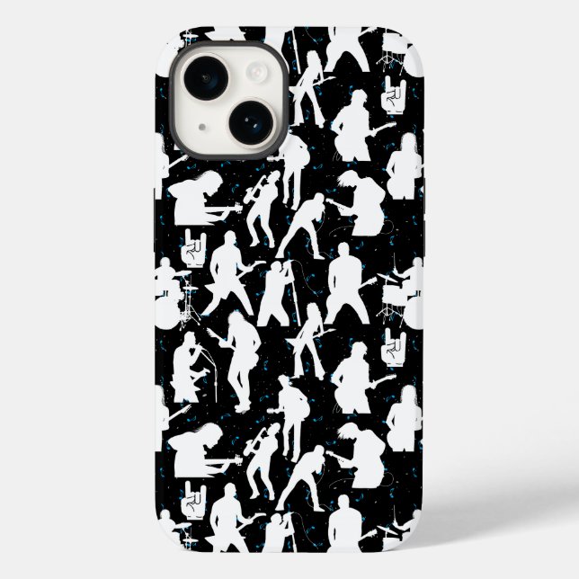 Rock Band Silhouette Pattern.w Black BG Case-Mate iPhone Hülle (Rückseite)