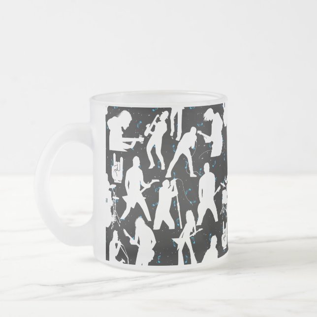 Rock Band Silhouette Pattern.w Black BG Mattglastasse (Links)