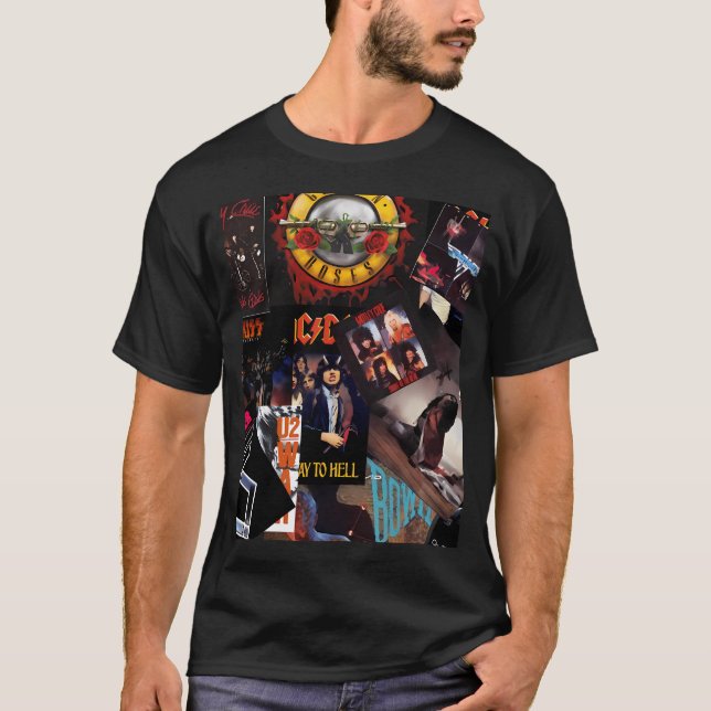 Rock Bands Collage aus den 1980er Jahren T-Shirt (Vorderseite)