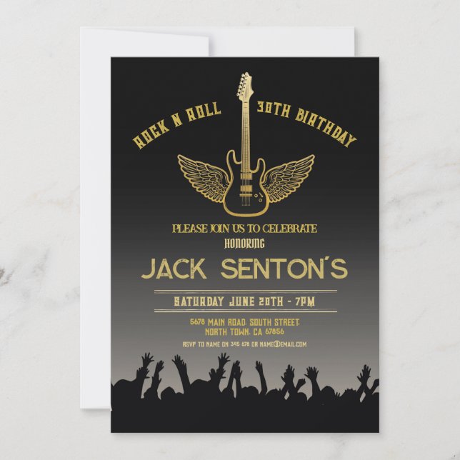 Rock Birthday Party Festival Gitarre Musik Einladu Einladung (Vorderseite)
