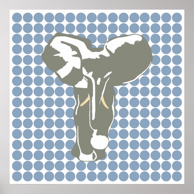 Rock Blue Safari Dot mit Pop Art Elephant Poster (Vorne)
