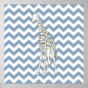 Rock Blue Safari Zickzack mit Pop Art Giraffe Poster