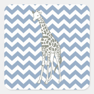 Rock Blue Safari Zickzack mit Pop Art Giraffe Quadratischer Aufkleber