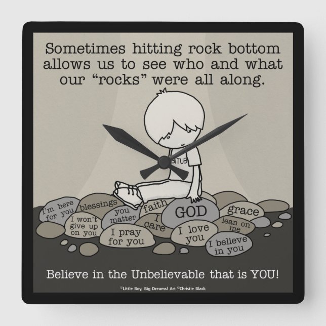 Rock Bottom Quadratische Wanduhr (Vorderseite)