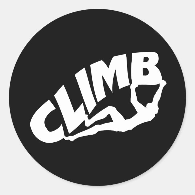 Rock Bouldering Climbing Silhouette Runder Aufkleber (Vorderseite)