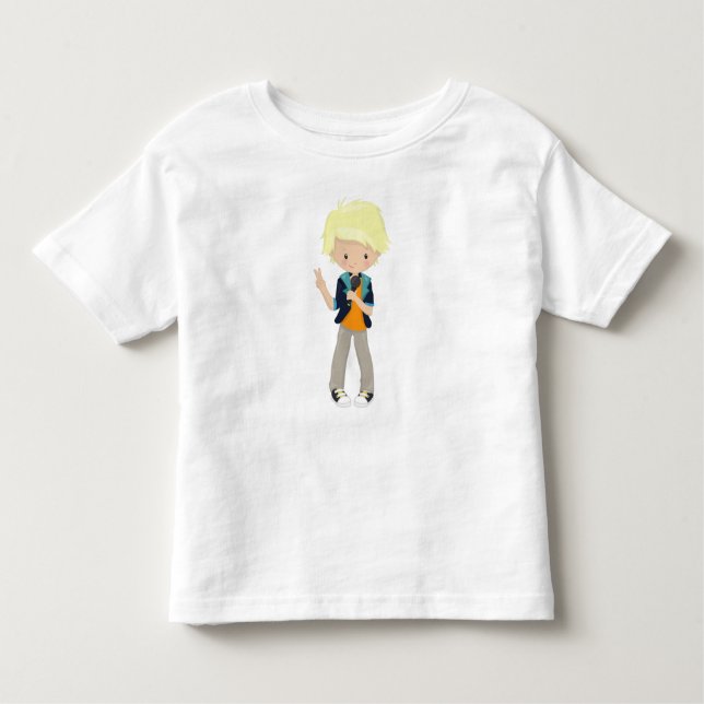 Rock Boy, Blond Hair, Band Sänger, Mikrofon Kleinkind T-shirt (Vorderseite)