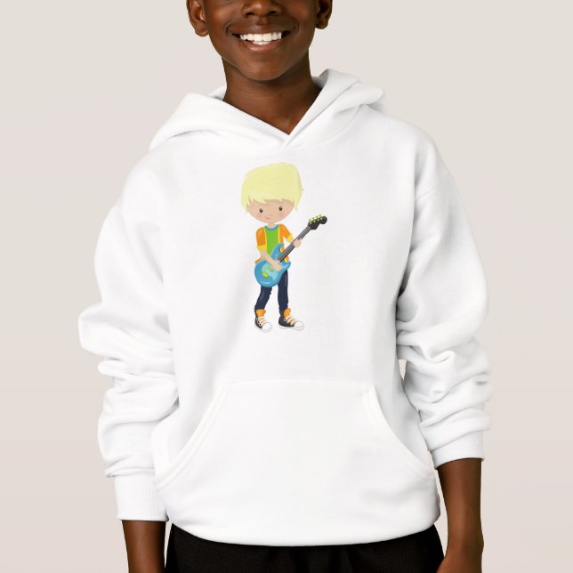 Rock Boy, Blond Hair, Gitarrenspieler, Band, Musik Hoodie (Vorderseite)