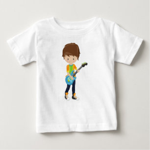Rock Boy, Brown Hair, Gitarrenspieler, Band, Musik Baby T-shirt