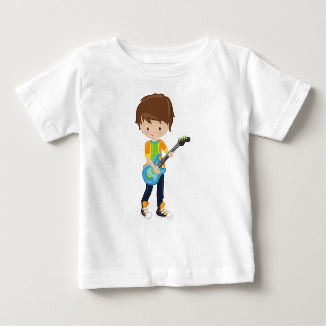 Rock Boy, Brown Hair, Gitarrenspieler, Band, Musik Baby T-shirt (Vorderseite)