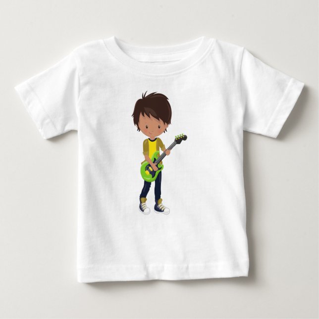 Rock Boy, Latino Boy, Gitarre Player, Band, Musik Baby T-shirt (Vorderseite)