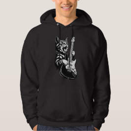Rock Cat Playing Electric Guitar, Cool Music Lover Hoodie