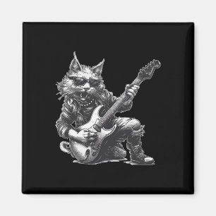 Rock Cat Playing Gitarre Funny Gitarre Cat Magnet
