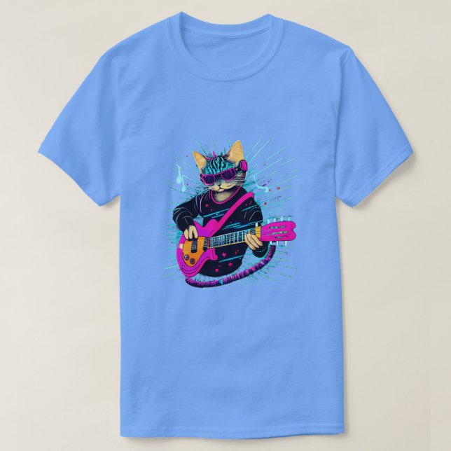 Rock Cat Playing Gitarre Funny Guitar Cat (17) T-Shirt (Design vorne)