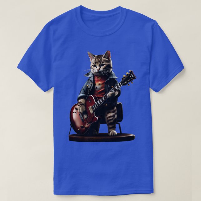 Rock Cat Playing Gitarre Funny Guitar Cat (19) T-Shirt (Design vorne)